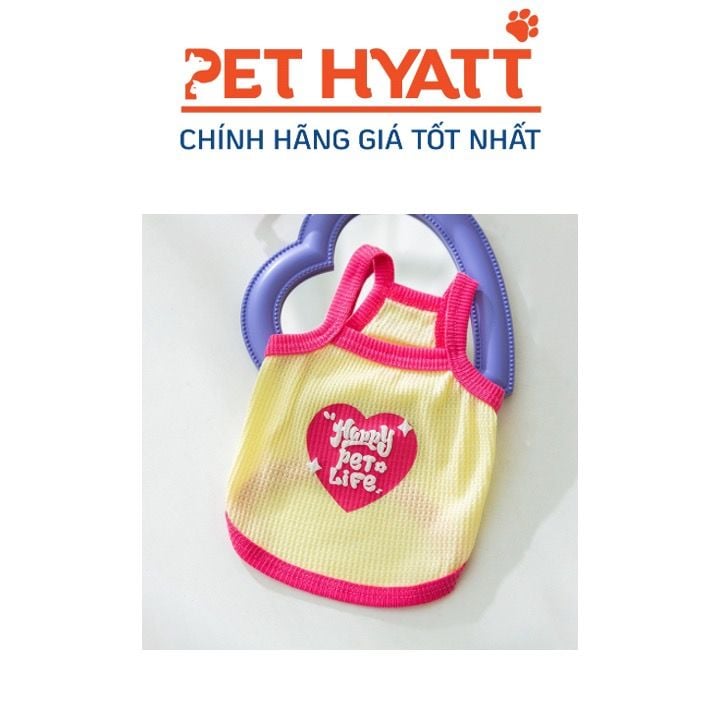Áo Chữ Happy Pet Life Chạy Viền Hồng Cho Thú Cưng