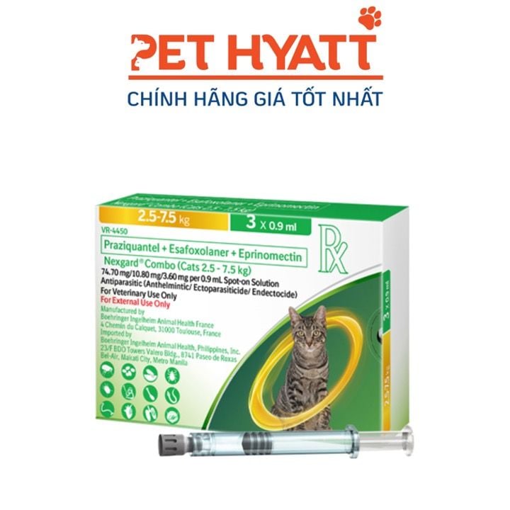 Nhỏ Gáy Trị Nội Ngoại Kí Sinh Cho Mèo NEXGARD COMBO 2-7.5KG