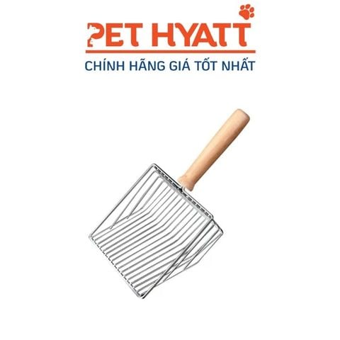  Xẻng Xúc Cát Cho Mèo Inox Cán Gỗ 