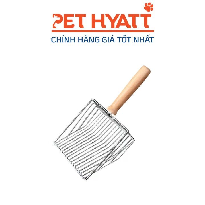 Xẻng Xúc Cát Cho Mèo Inox Cán Gỗ