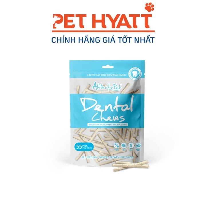Bánh Thưởng Hình Xương Gặm Sạch Răng Cho Chó Hình Thanh Que Vị Sữa ALTIMATE PET Dental Chews Milk Extract