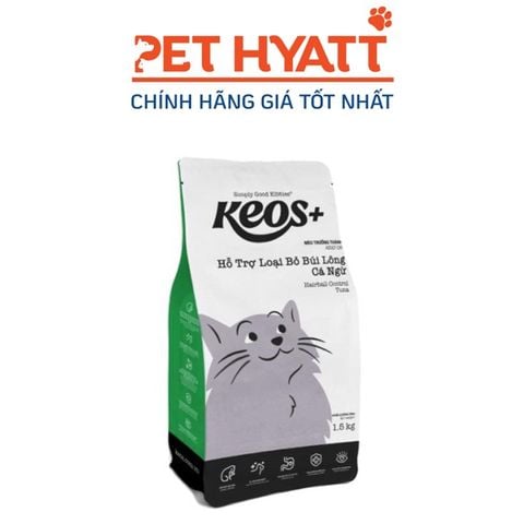  Hạt Cho Mèo KEOS+ Hỗ Trợ Tiêu Búi Lông Vị Cá Ngừ 