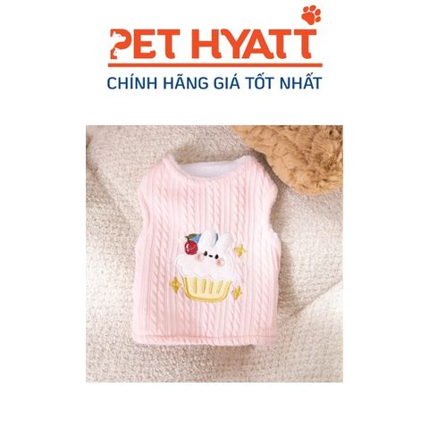 Áo Hồng Lót Bông Thêu CupCake Thỏ 