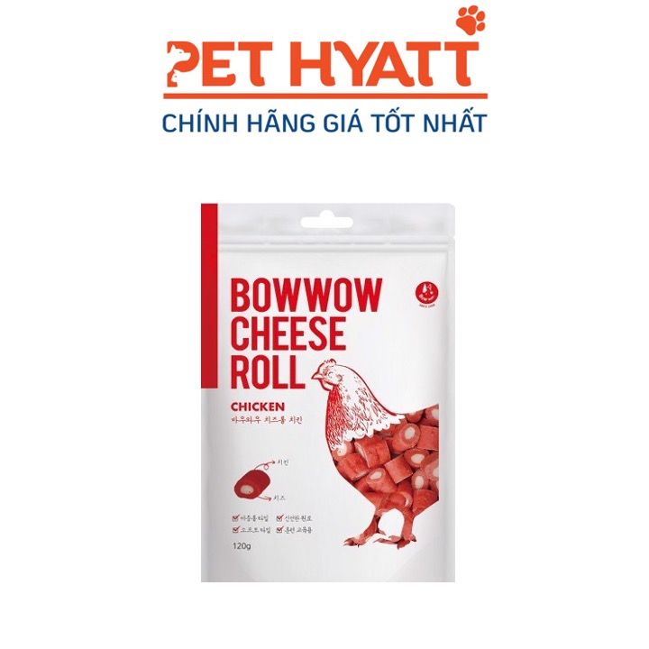 Viên Thức Ăn Cho Chó Vị Phô Mai Cuộn Thịt Gà BOWWOW Cheese Roll Chicken