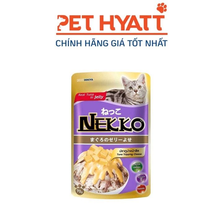 Pate Cho Mèo Vị Cá Ngừ Kèm Phô Mai NEKKO REAL TUNA  Tuna Topping Cheese In Jelly