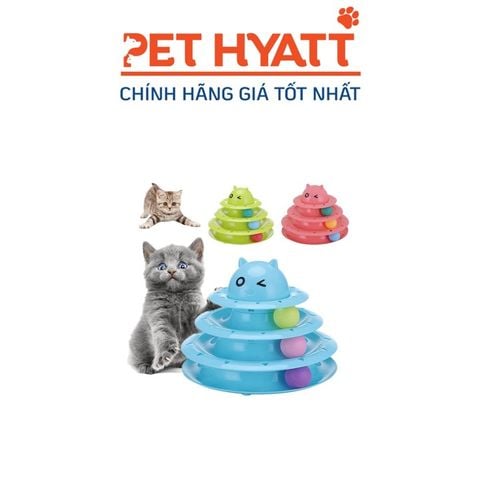  HARRY YAYA Đồ Chơi Tháp Banh Cho Mèo 3 Tầng Circular Tunrtable Cat Toy 