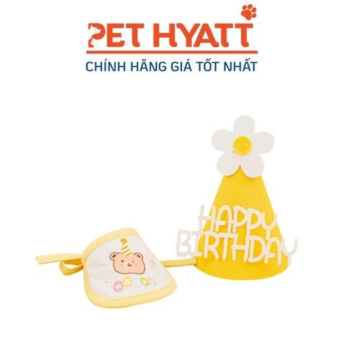  Nón Happy Birthday Kèm Yếm Gấu Cho Thú Cưng 