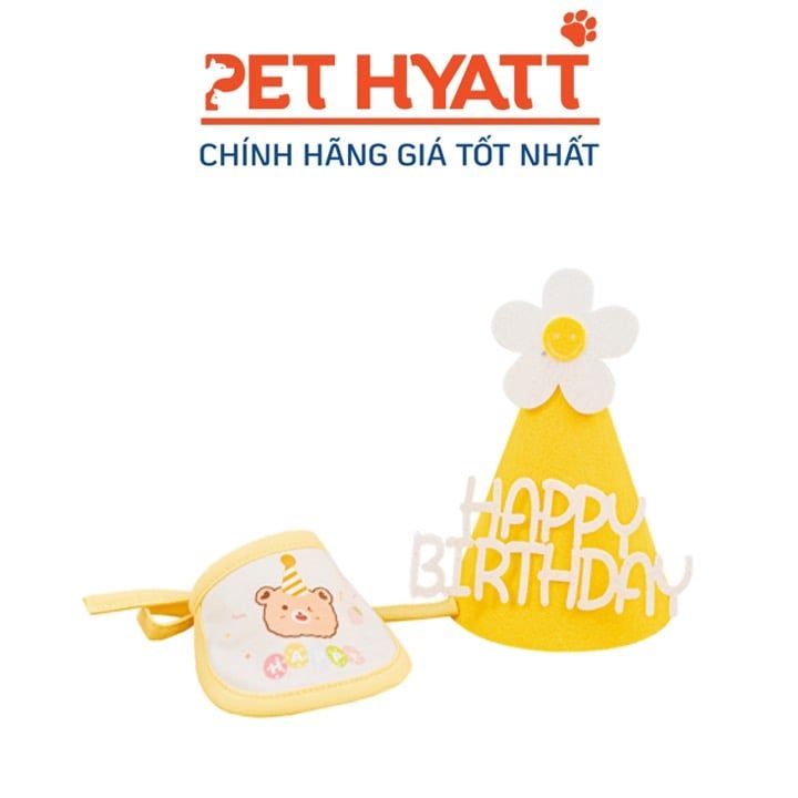 Nón Happy Birthday Kèm Yếm Gấu Cho Thú Cưng