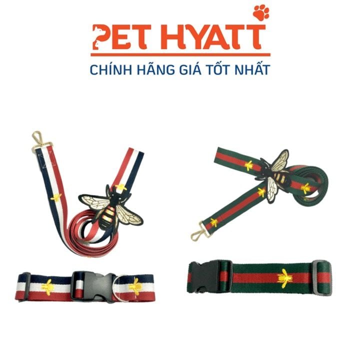 Dây Dắt Kèm Vòng Cổ Bản Lớn Gucci Cho Thú Cưng