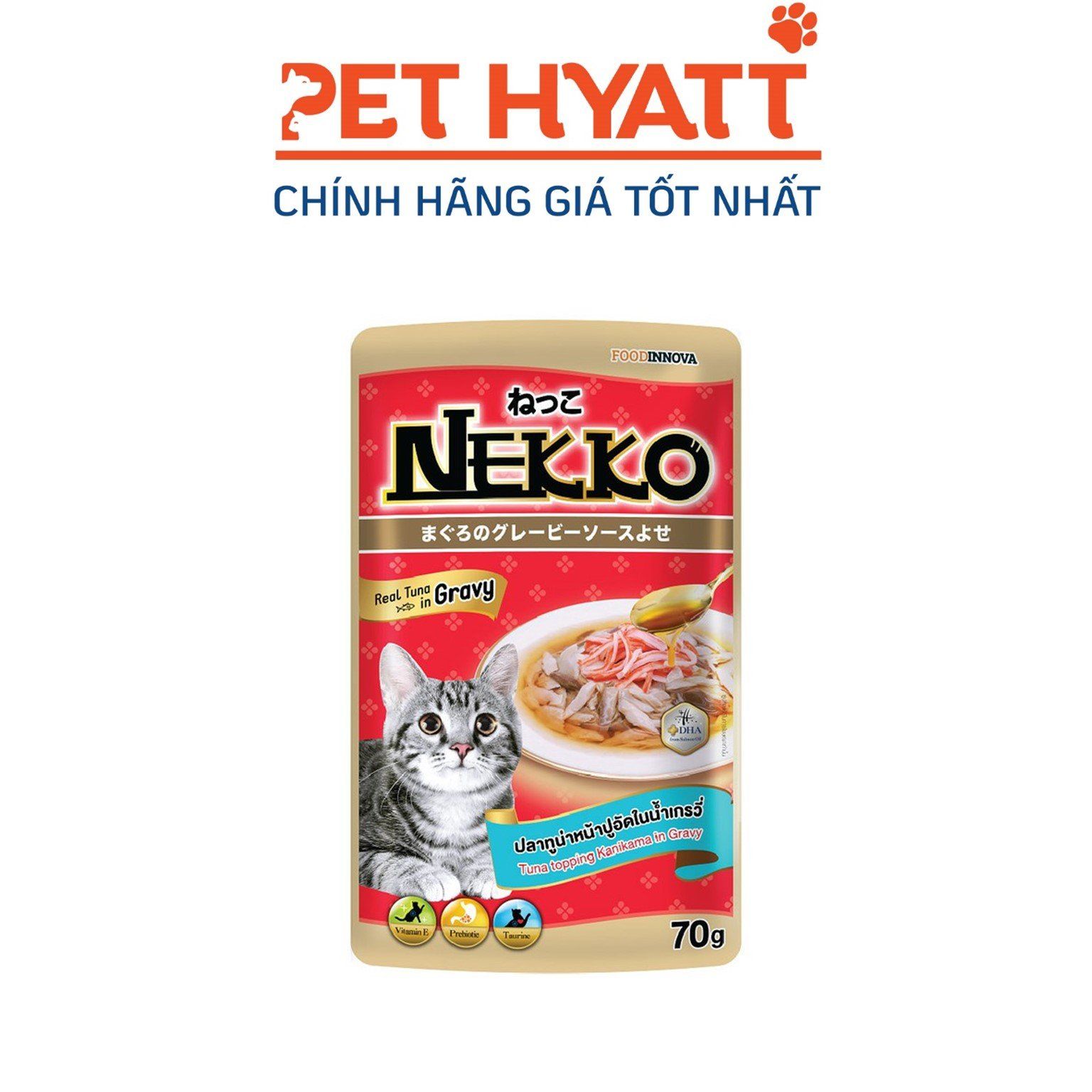 Pate Cho Mèo Vị Cá Ngừ Phủ Kanikama NEKKO REAL TUNA Tuna Topping Kanikama in Gravy
