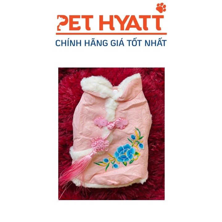 Áo Tết Lông Gấm Hồng Cho Thú Cưng