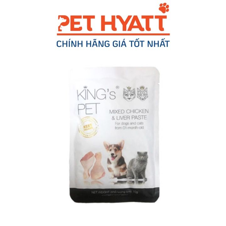 Pate Gói Cho Chó Mèo Vị Hỗn Hợp Gà KING'S PET Mixed Chicken & Liver Paste