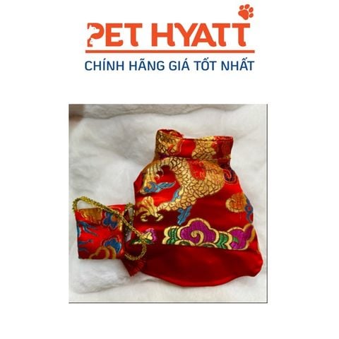  Áo Gấm Tết Đỏ Cổ Tàu Cho Thú Cưng 