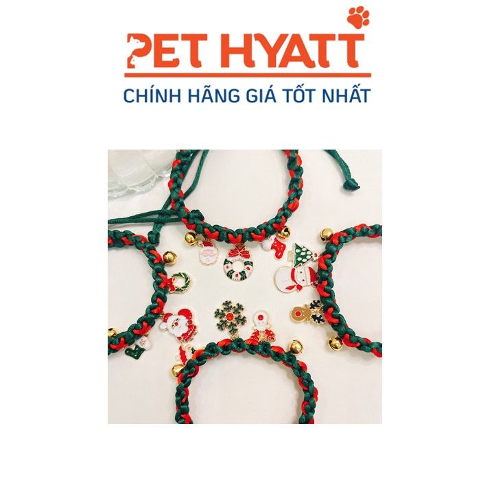 Vòng Cổ Đan Dây Kèm Charm Giáng Sinh Cho Thú Cưng