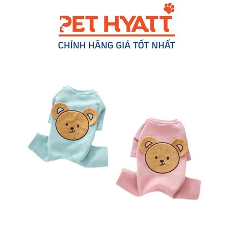  Bộ Áo Liền Quần Thun Cotton Mặt Gấu Nhung Cho Thú Cưng 