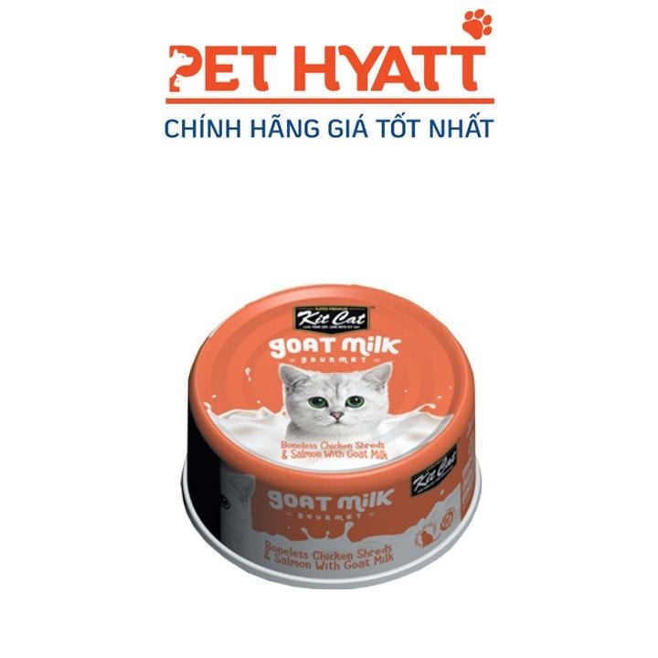 Pate Sữa Dê Cho Mèo Vị Gà Xé & Cá Hồi KITCAT Kitcat Gold Milk Gourmet Chicken & Salmon