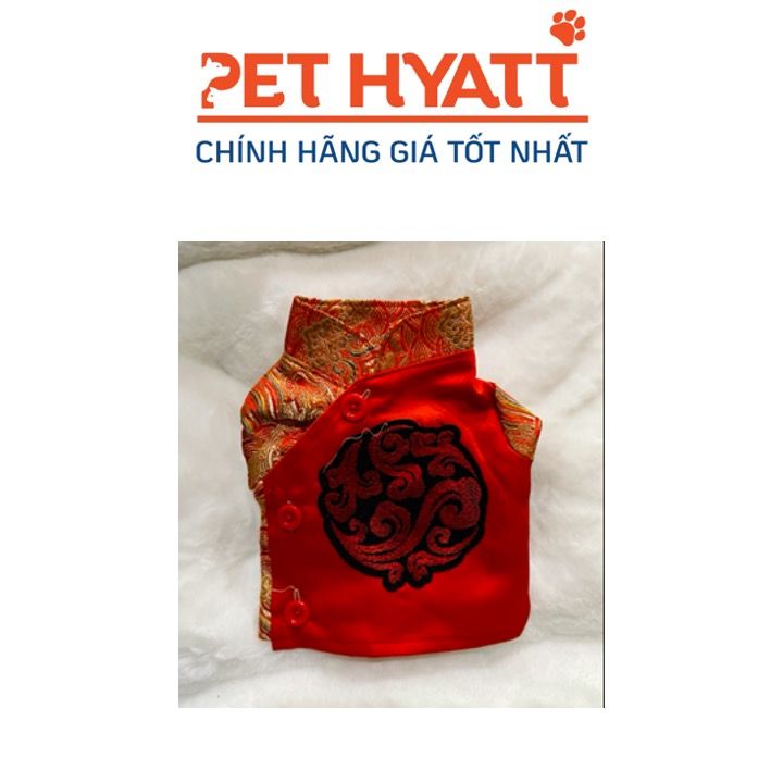 Áo Gấm Tết Đỏ Thêu Hình Tròn