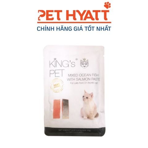  Pate Gói Cho Mèo Vị Hỗn Hợp Cá Hồi KING'S PET Mixed Ocean Fish With Salmon Paste 