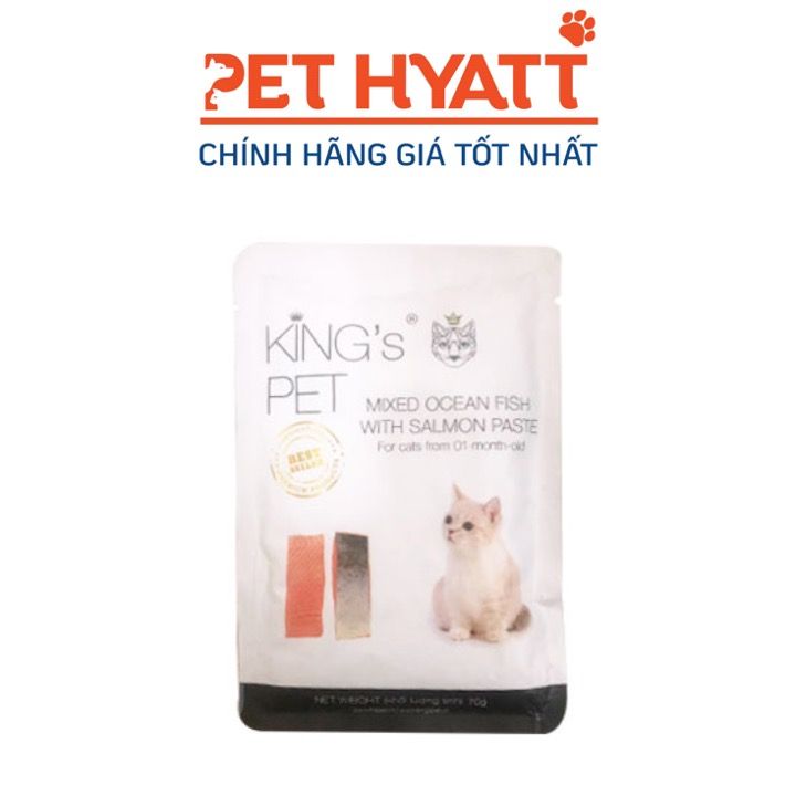 Pate Gói Cho Mèo Vị Hỗn Hợp Cá Hồi KING'S PET Mixed Ocean Fish With Salmon Paste