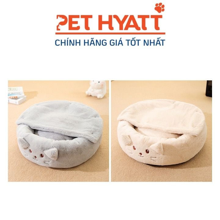 Nệm Nhung Mặt Mèo Kèm Chăn Có Thể Tách Rời Cho Thú Cưng