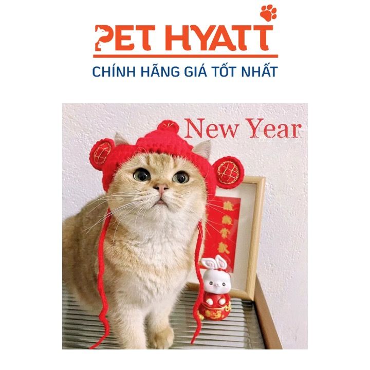 Mũ Đan Len Tết Thần Tài Cho Thú Cưng (S-M)