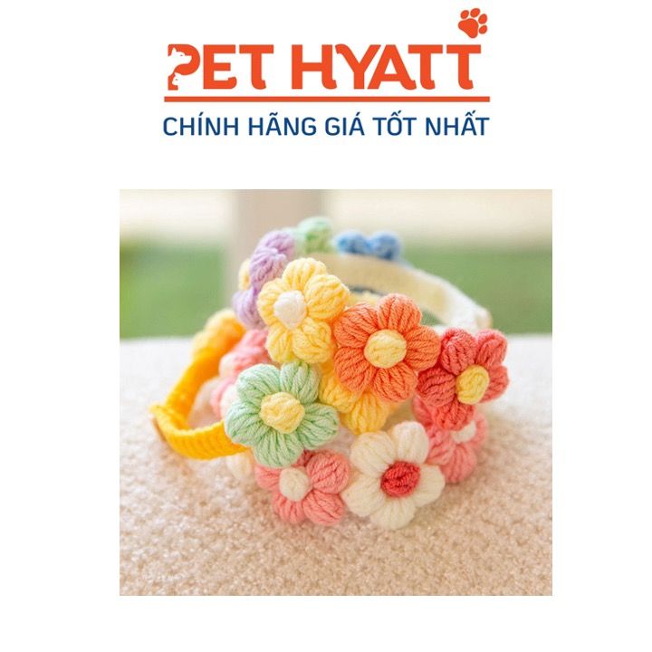 Vòng Cổ Dệt Kim Hình Hoa Phong Cách Công Chúa Cho Thú Cưng