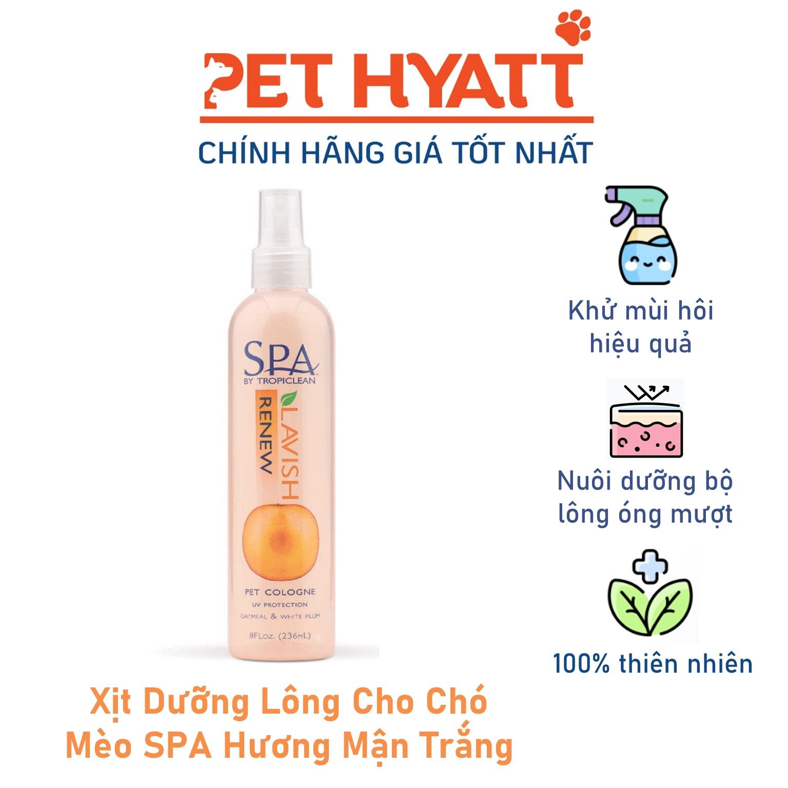 Xịt Dưỡng Lông Cho Chó Mèo Hương Mận Trắng SPA Renew Cologne