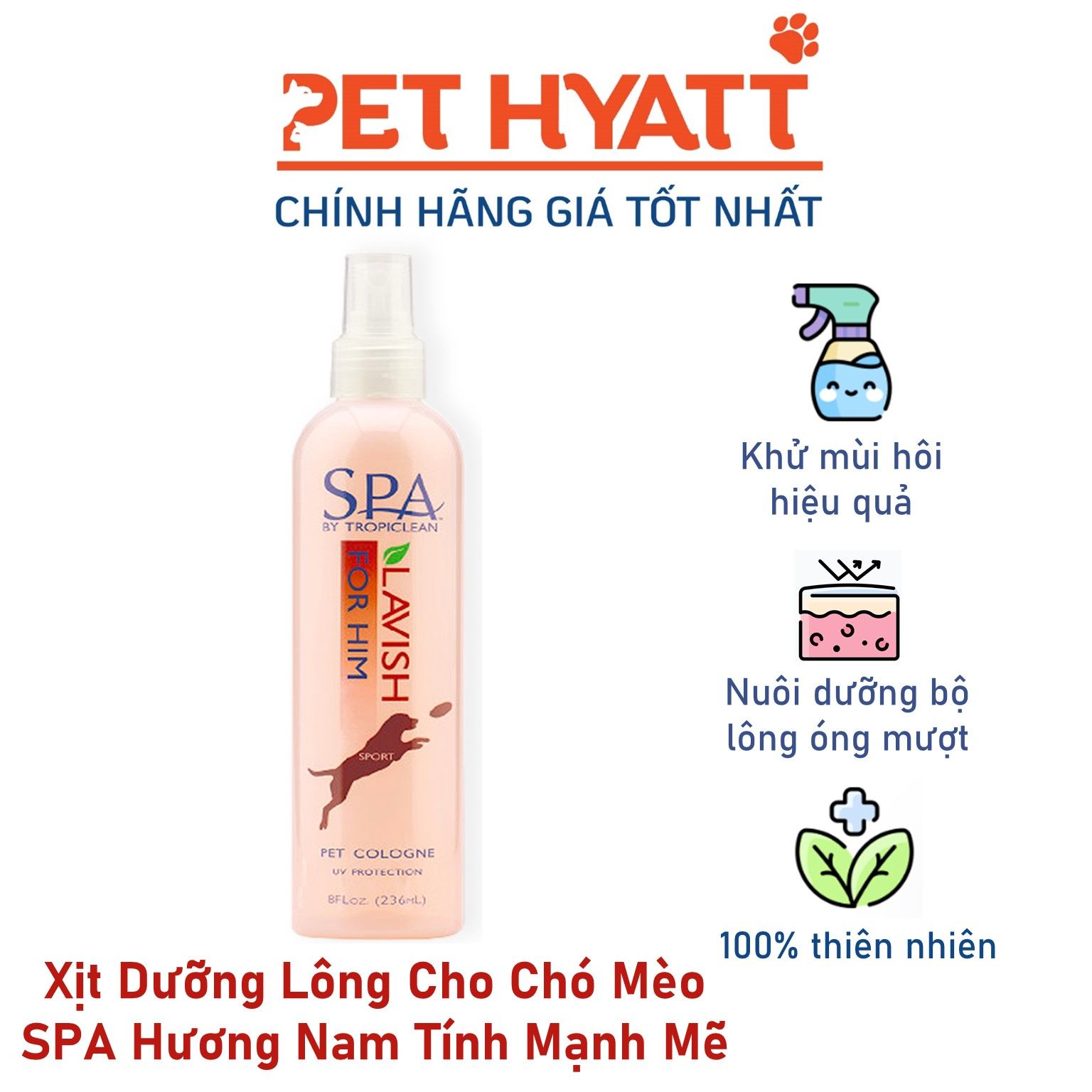 Xịt Dưỡng Lông Cho Chó Mèo Hương Nam Tính Mạnh Mẽ SPA For Him Cologne