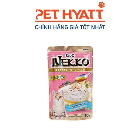  Pate Cho Mèo Vị Cá Ngừ Rắc Tôm NEKKO REAL TUNA Tuna Topping Shrimp in Gravy 