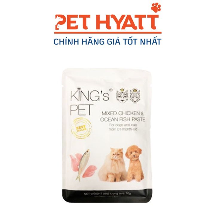 Pate Gói Cho Chó Mèo Vị Hỗn Hợp Gà Cá KING'S PET Mixed Chicken & Ocean Fish Paste
