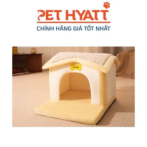  Ổ Nệm Hình Nhà Biệt Thự Vàng Có Sân Cho Thú Cưng 
