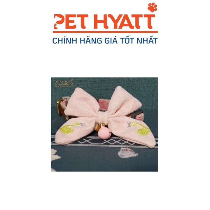 Vòng Cổ Phối Nơ Nhung Hồng Cho Thú Cưng