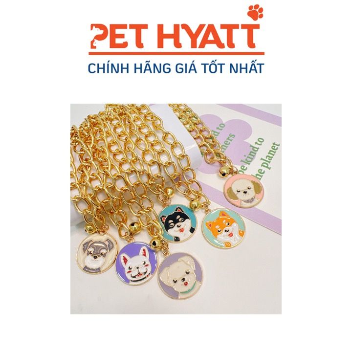 Vòng Cổ Vàng Tag Mặt Cún Cho Thú Cưng