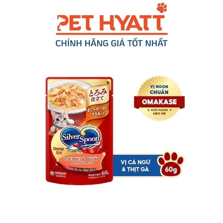 Pate Cho Mèo SILVER SPOON Dạng Sốt Nhiều Vị