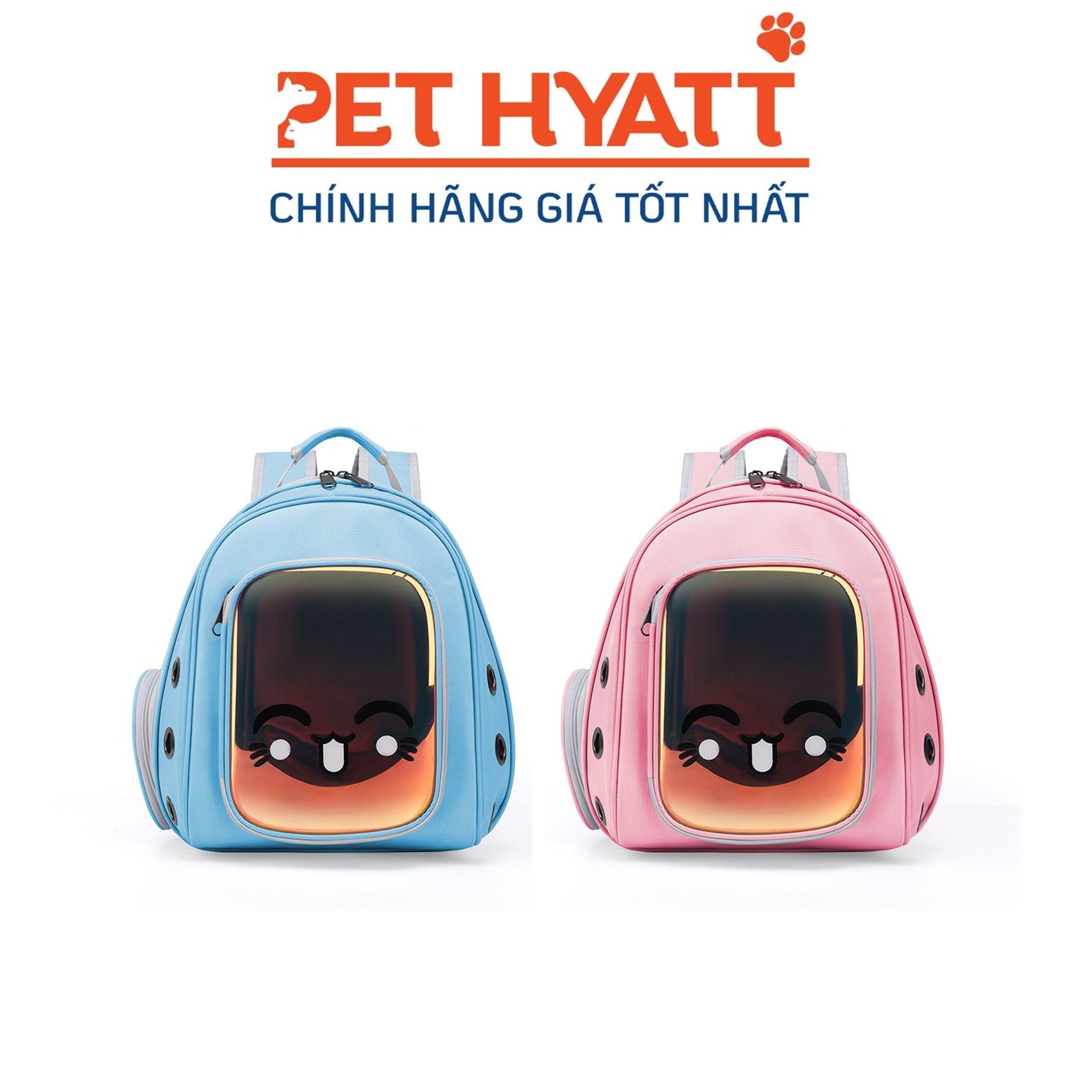 Balo Vải Mặt Mèo Kiếng Tráng Gương Cho Thú Cưng