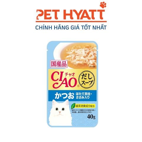  Pate Cho Mèo Thịt Cá Ngừ, Gà Phi Lê Và Sò Điệp  CIAO Tuna Katsuo, Scallop Topping Chicken Fillet IC-212 