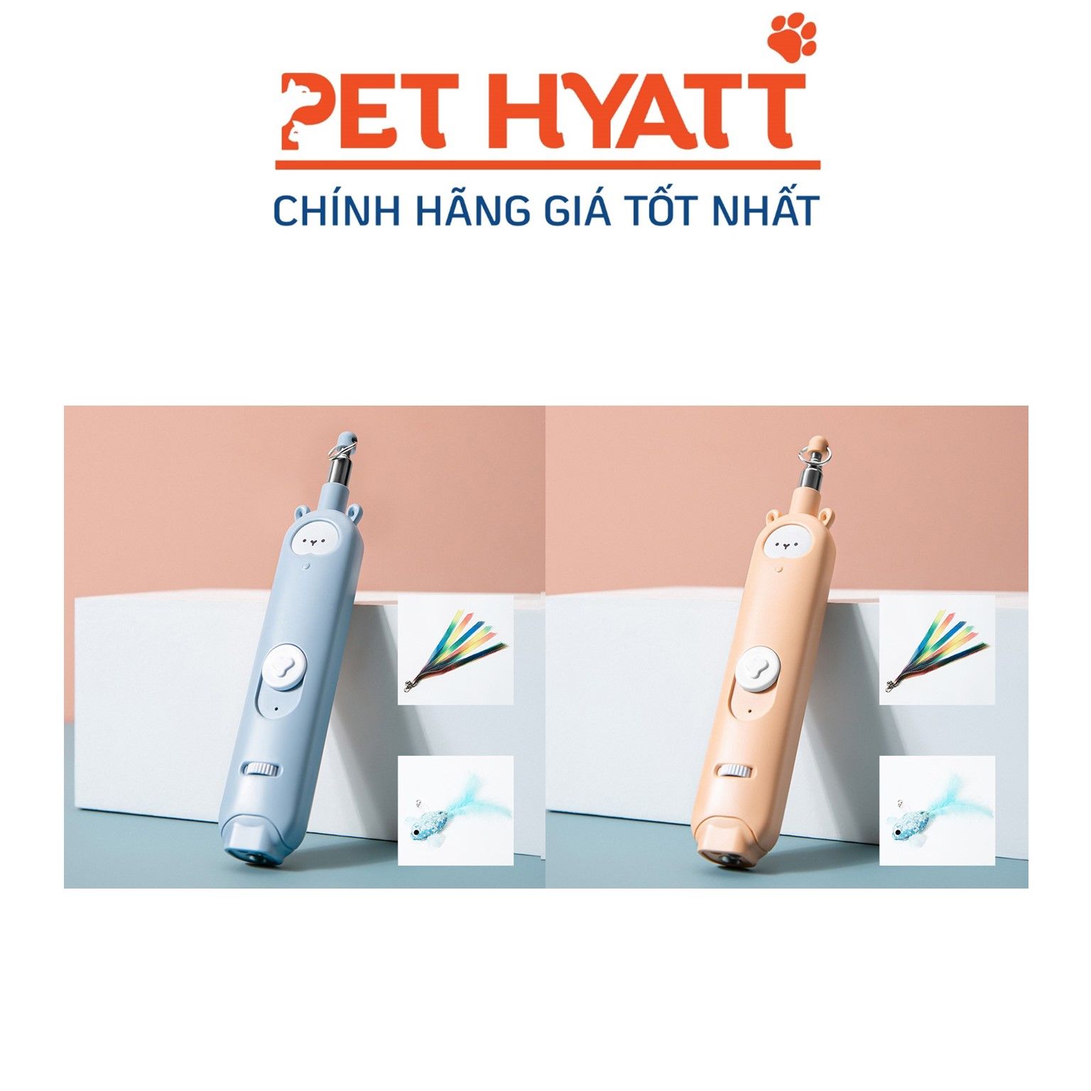 Đồ Chơi Laser Kèm Dây Ruy Băng & Lông Gà Cho Mèo