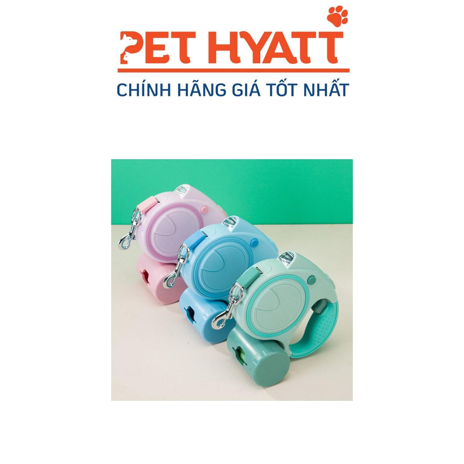 Dây Dắt Tự Động Kèm Ngăn Đựng Túi Hốt Phân Cho Thú Cưng