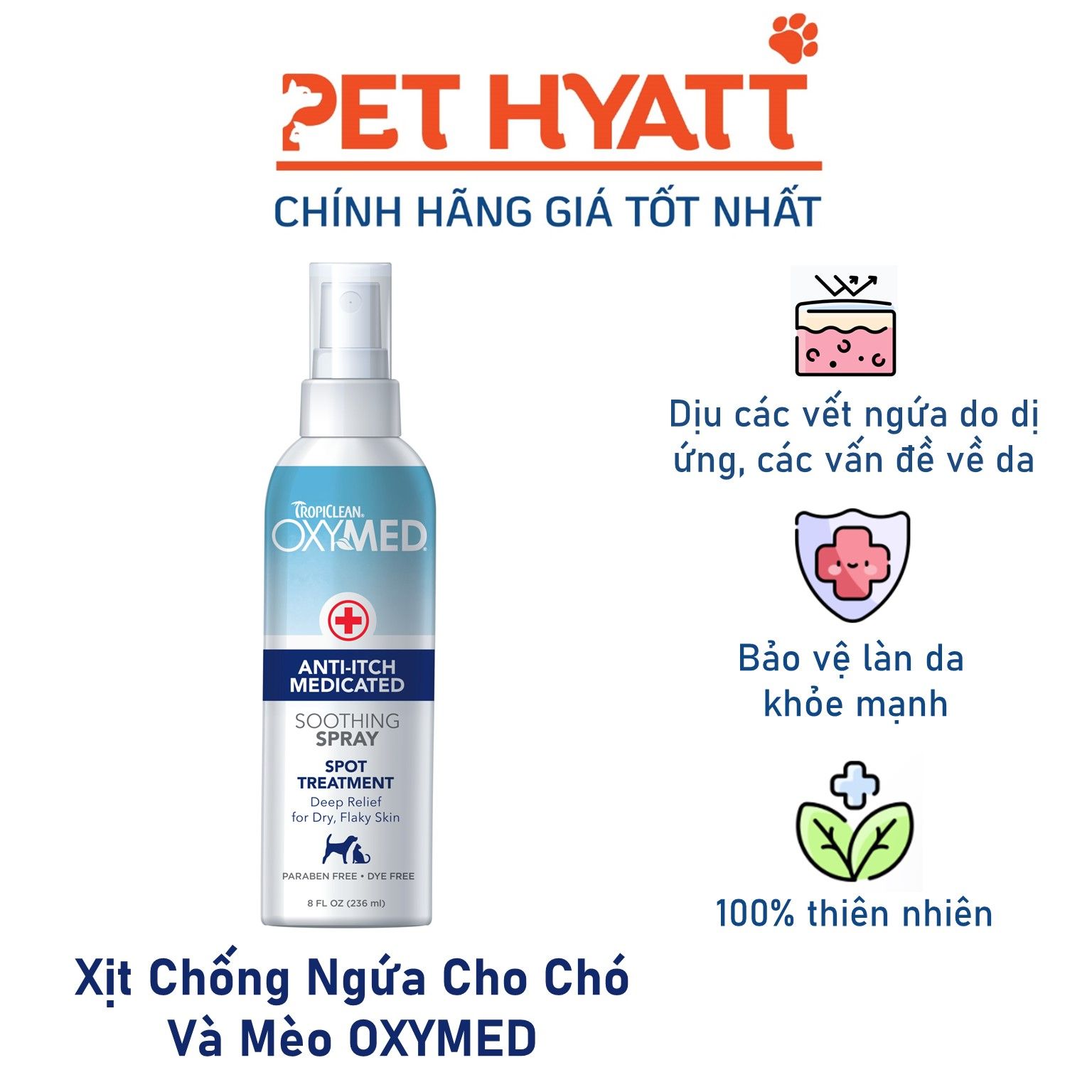 Xịt Chống Ngứa Cho Chó Và Mèo OXYMED Anti-Itch Soothing Spray