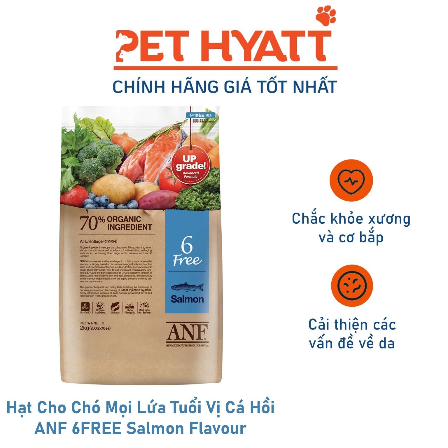 Hạt Cho Chó Mọi Lứa Tuổi Vị Cá Hồi ANF 6FREE Salmon Flavour