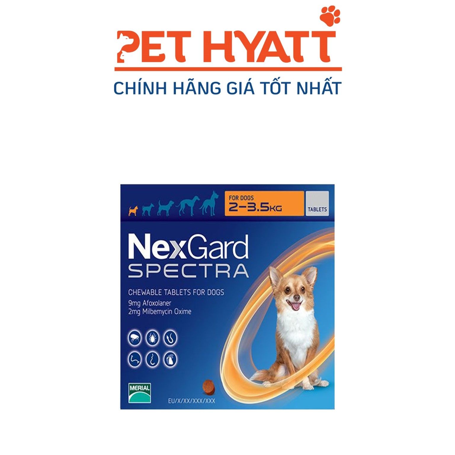 Thuốc Sổ Giun, Trị Ve & Bọ Chét Cho Chó NEXGARD SPECTRA 2-3.5KG