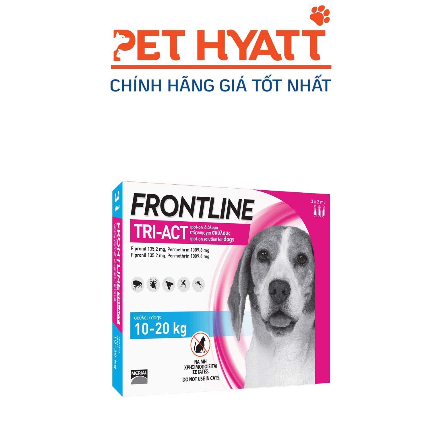 Nhỏ Gáy Trị Ve Rận,Côn Trùng Cho Chó FRONTLINE TRI-ACT Từ 10-20kg