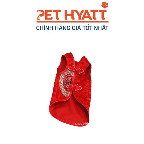 Áo Gấm Đỏ Sườn Xám Vest Tết Cho Thú Cưng 
