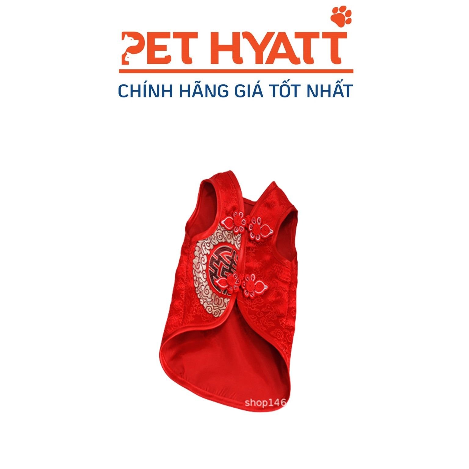 Áo Gấm Đỏ Sườn Xám Vest Tết Cho Thú Cưng