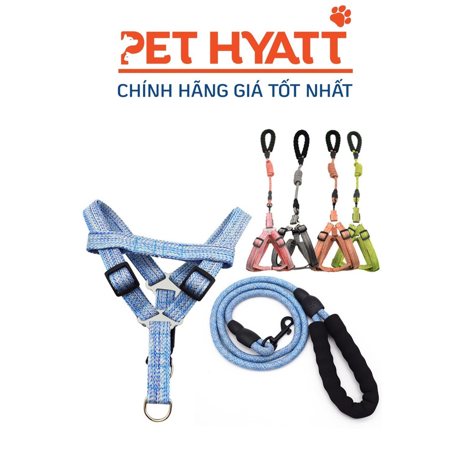 Dây Dắt Kèm Yếm Có Tay Cầm Đệm Mút Cho Thú Cưng