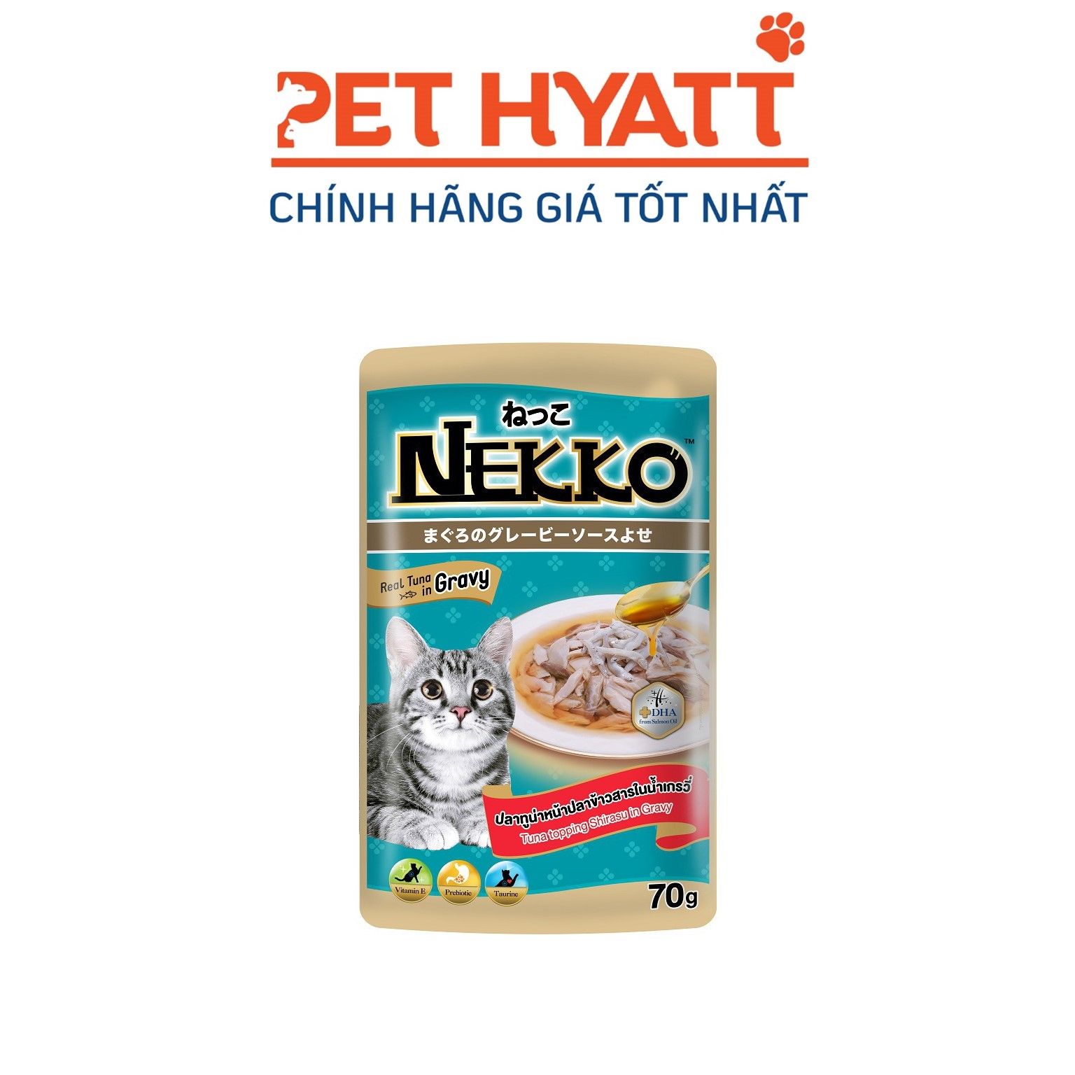 Pate Cho Mèo Vị Cá Ngừ Phủ Shirasu NEKKO REAL TUNA Tuna Topping Shirasu in Gravy
