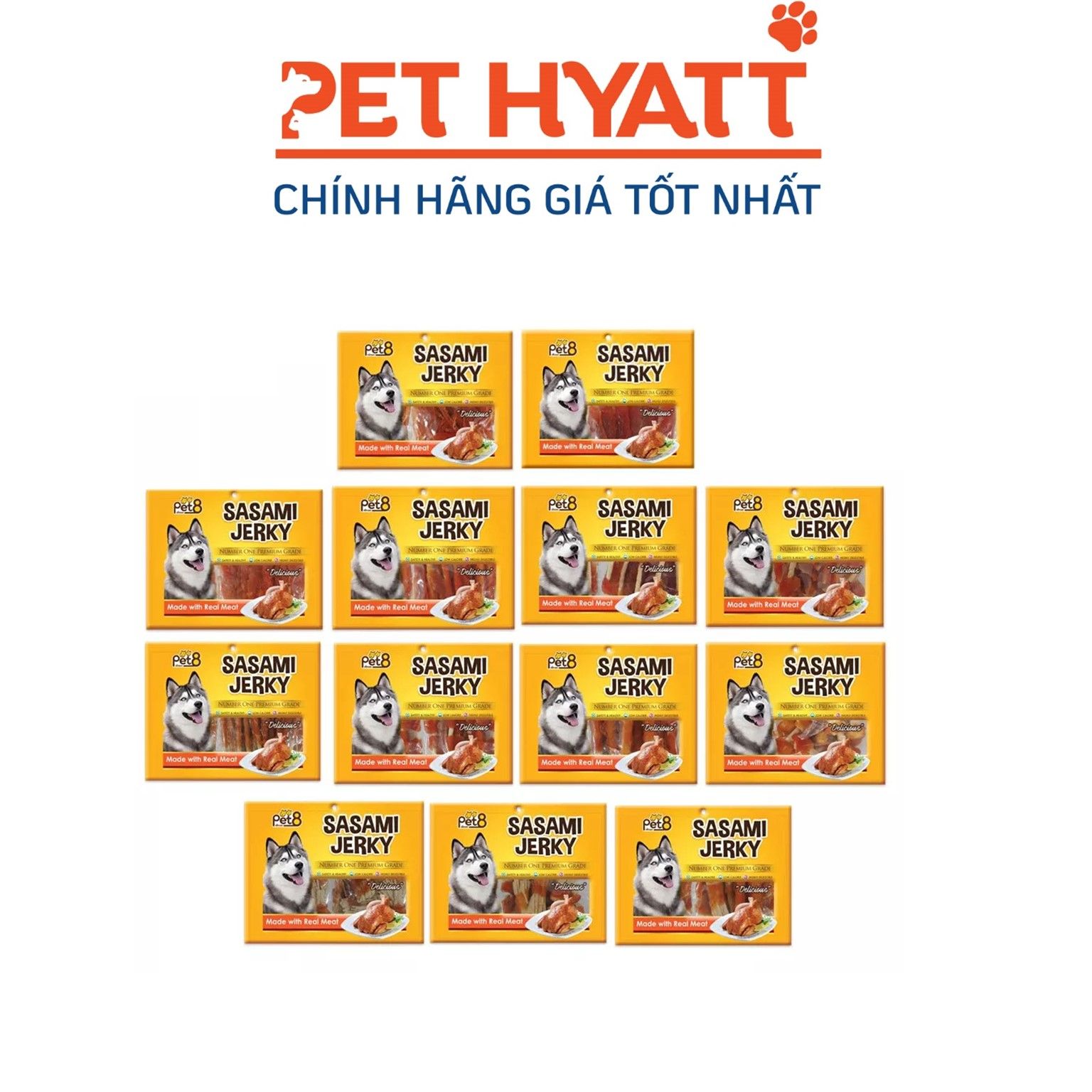 Bánh Thưởng Cho Chó PET8 SASAMI JERKY Nhiều Vị 320g