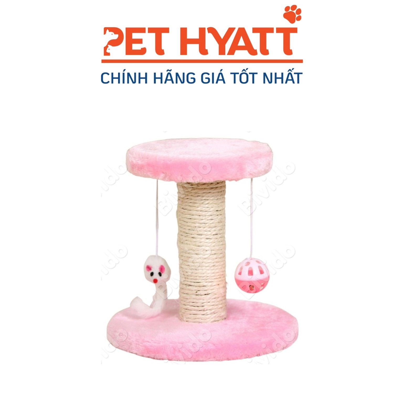 Cattree Hồng Kèm Chuông & Chuột Cho Mèo