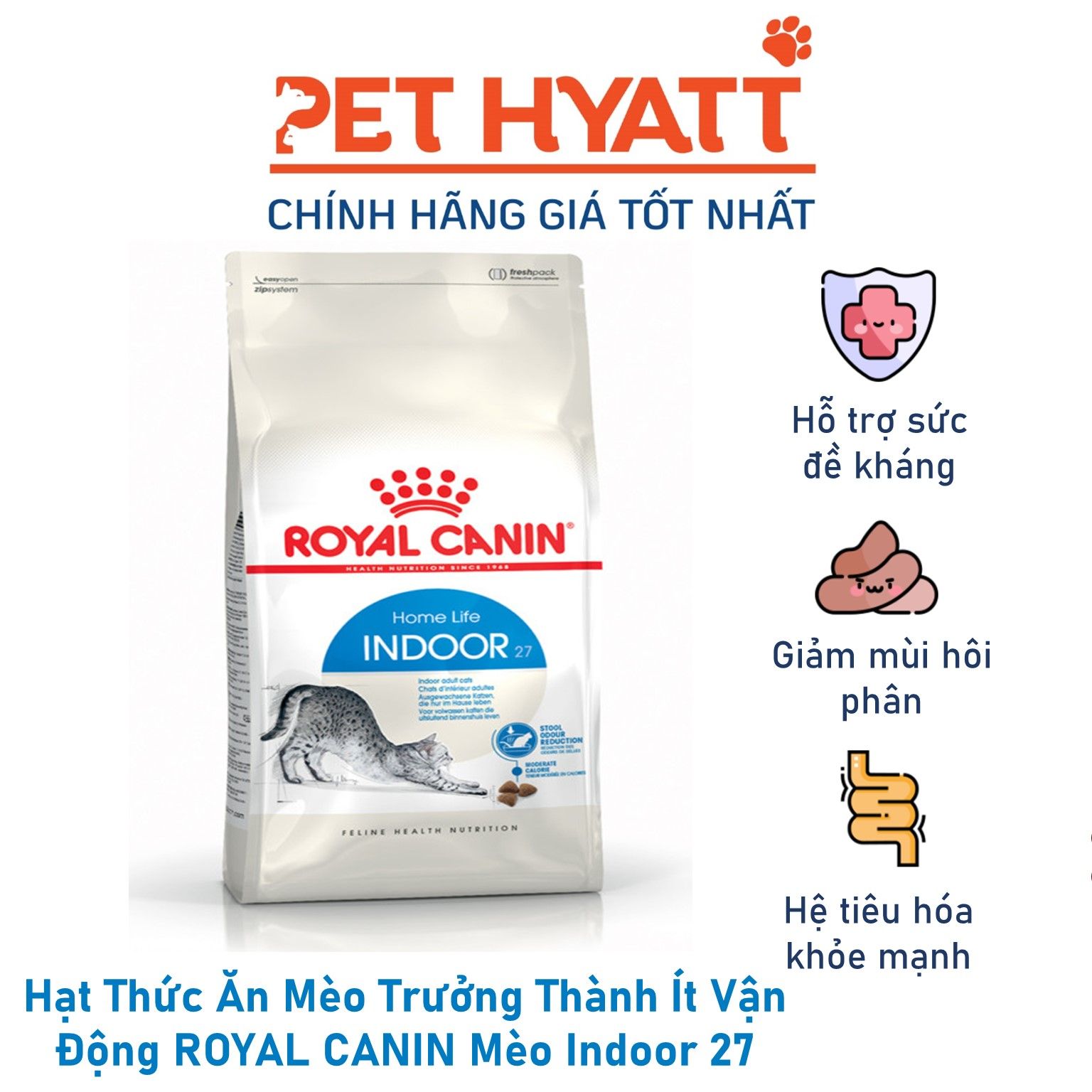 Hạt Thức Ăn Mèo Trưởng Thành Ít Vận Động ROYAL CANIN Mèo Indoor 27