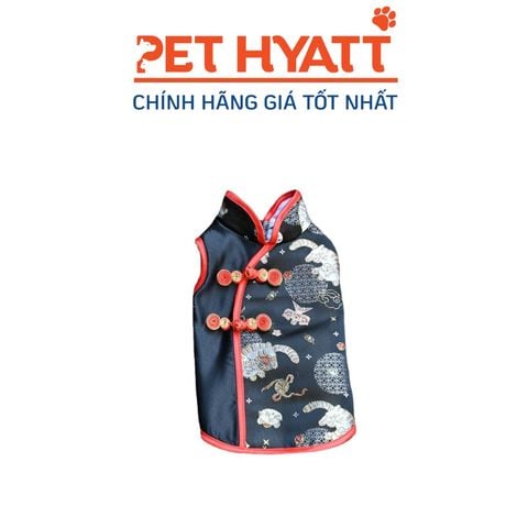  Áo Gấm Đen Sườn Xám Hổ Tết Cho Thú Cưng 
